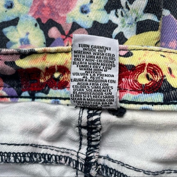 Vintage Y2K Bongo Jeans Floral Print Straight Leg Junior's 7 Women's Size 8 | 10 - Picture 7 of 8